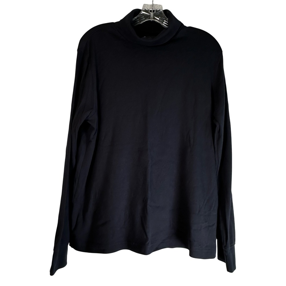 Lands End Black Turtleneck Long Sleeve Cotton Top Large 14-16 Classic Layering